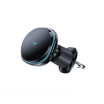 Suporte de telemóvel para automóvel Wozinsky WCT5-Q6S2Y com carregador sem fios Qi/MagSafe 15W, fixação para saída de ar com ventoinha de arrefecimento - Preto
