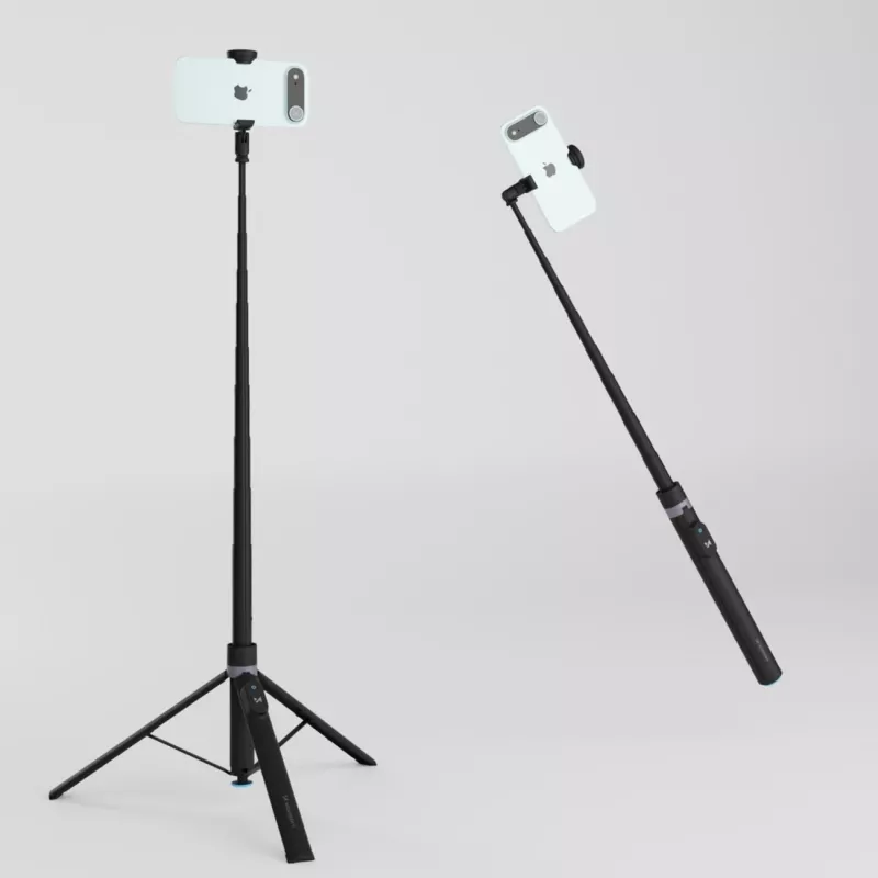 Pau de selfie premium Wozinsky WRZP1 com pernas de abertura automática, função de tripé, 1,7 m - Preto