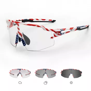 Óculos de ciclismo fotocromáticos ROCKBROS com proteção UV e lente corretiva - Padrão USA - Branco