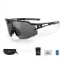 Óculos de sol de ciclismo polarizados ROCKBROS com proteção UV e lente corretiva, lentes cinzentas - armação preta