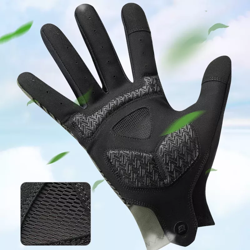 Luvas de ciclismo Rockbros de dedos completos primavera/verão/outono tamanho XXL verdes