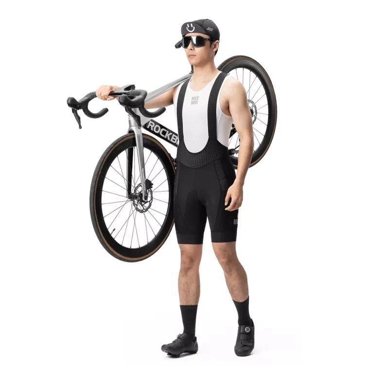 ROCKBROS YDDK009 calças de ciclismo com alças para homem com almofada tamanho S preto