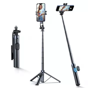 Wozinsky Pau de selfie WC1Y30S Tripé telescópico 1,3 m com suporte para telemóvel - preto