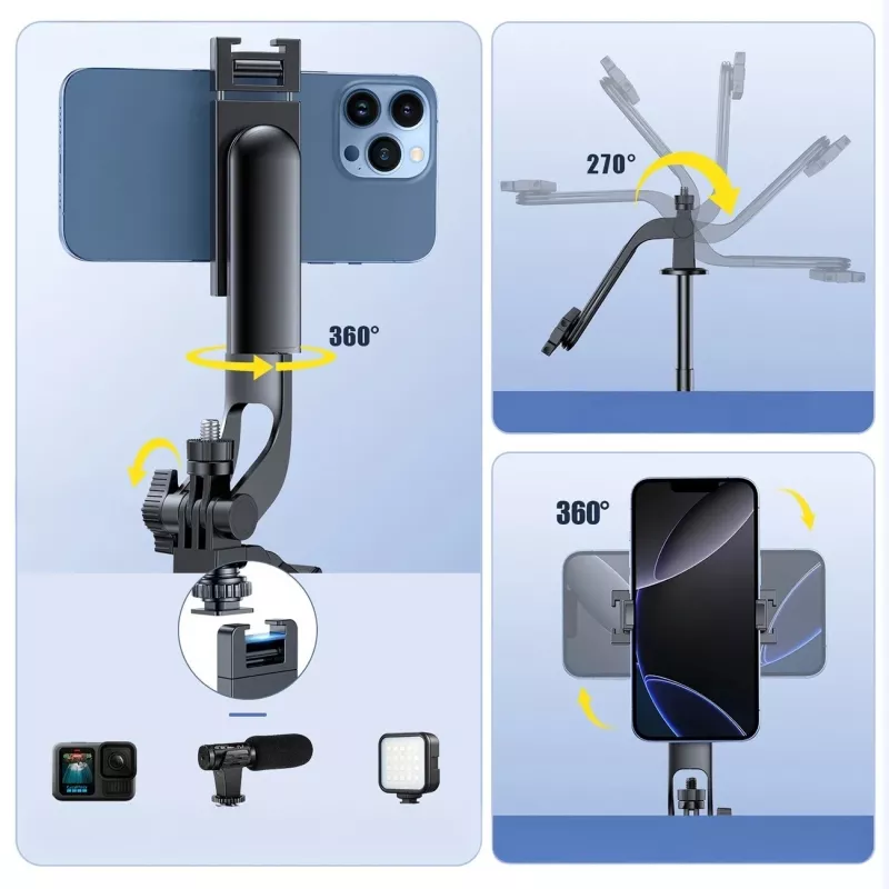 Wozinsky Pau de selfie WC1Y30S Tripé telescópico 1,3 m com suporte para telemóvel - preto