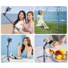 Wozinsky Pau de selfie WC1Y30S Tripé telescópico 1,3 m com suporte para telemóvel - preto