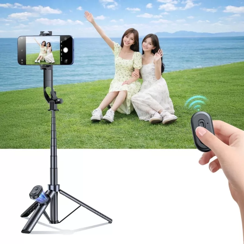 Wozinsky Pau de selfie WC1Y30S Tripé telescópico 1,3 m com suporte para telemóvel - preto