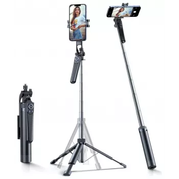 Pau de selfie Wozinsky WC1Y70S Tripé telescópico 1,7 m com suporte para telemóvel - preto