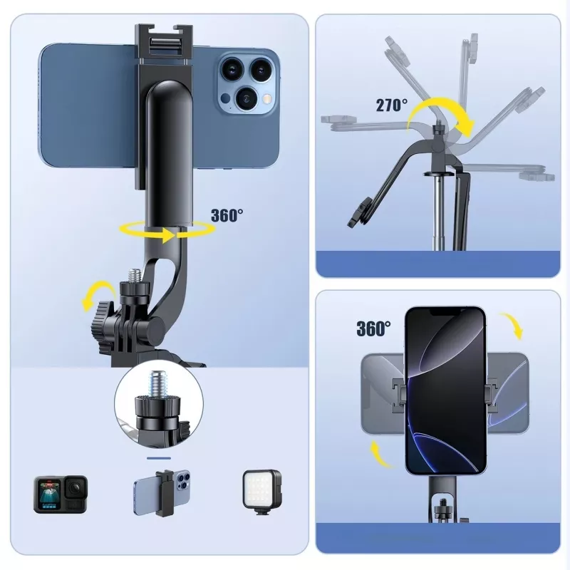 Pau de selfie Wozinsky WC1Y70S Tripé telescópico 1,7 m com suporte para telemóvel - preto