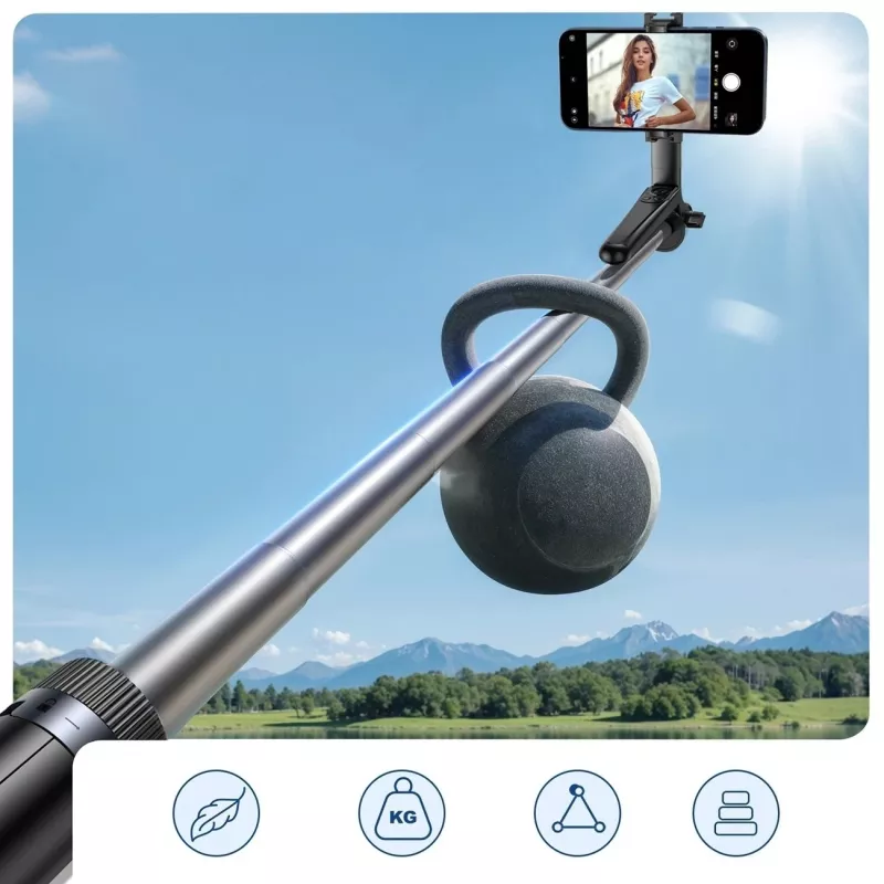 Pau de selfie Wozinsky WC1Y70S Tripé telescópico 1,7 m com suporte para telemóvel - preto