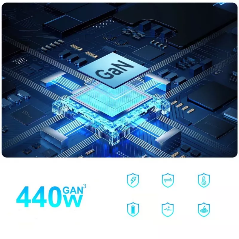 Estação de carregamento Wozinsky 240W GaN QC3 - Preto