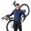 Casaco de ciclismo de inverno ROCKBROS YDWT014 de dupla camada, forro térmico, corta-vento, repelente à água, azul, tamanho M