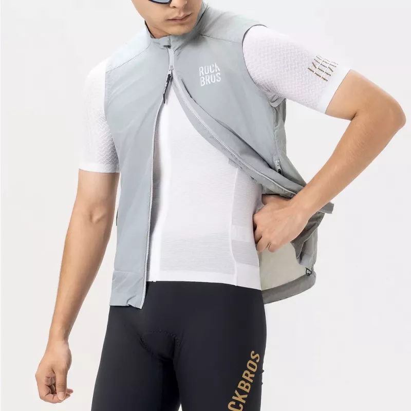 Colete de ciclismo corta-vento ROCKBROS YDMJ003 primavera/outono tamanho M - Branco/Cinzento