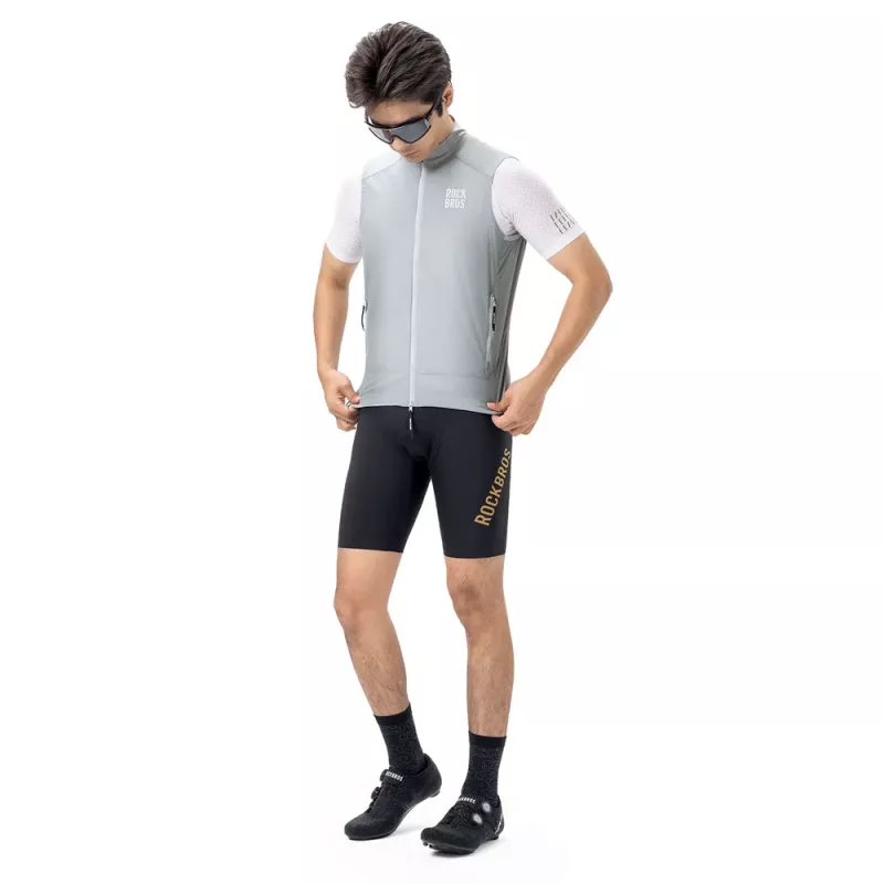 Colete de ciclismo corta-vento ROCKBROS YDMJ003 primavera/outono tamanho M - Branco/Cinzento