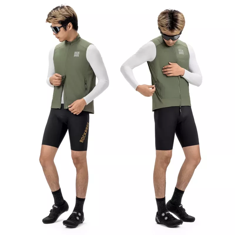 Colete de ciclismo corta-vento Rockbros YDMJ003 primavera/outono tamanho L - Verde