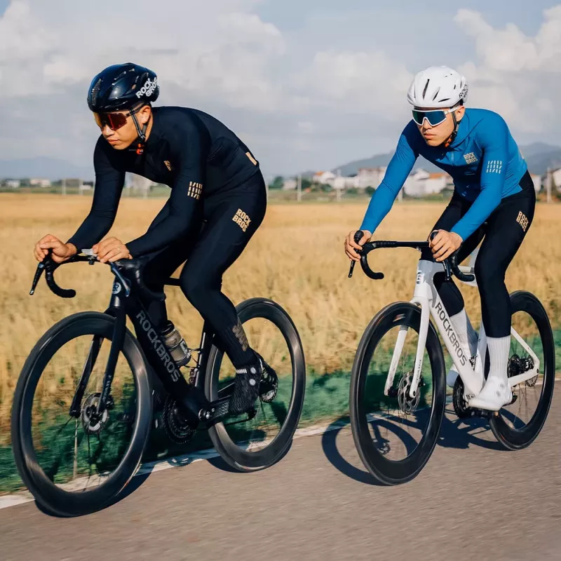 ROCKBROS Calças de ciclismo com alças YDCK012-1 térmicas de polar com almofada XXL preto