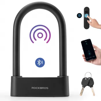 Rockbros SMART Fechadura de cabo para bicicleta com impressão digital e Bluetooth 100 cm preto