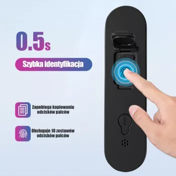 Rockbros SMART Fechadura de cabo para bicicleta com impressão digital e Bluetooth 100 cm preto