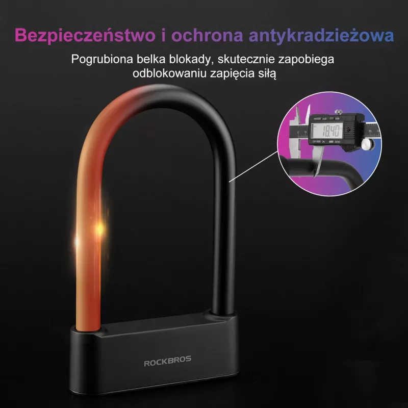 Rockbros SMART Fechadura de cabo para bicicleta com impressão digital e Bluetooth 100 cm preto