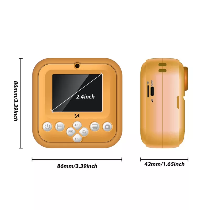 Wozinsky WDT-05 Máquina fotográfica instantânea para crianças com impressora térmica - laranja