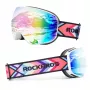 ROCKBROS SP284 Óculos de esqui para crianças - armação branco mate, lente PC cinzenta com espelho rosa flor de cerejeira