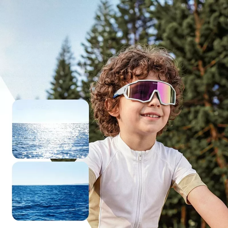 ROCKBROS SP383 Shining Warrior Óculos de ciclismo - armação branco mate, lentes polarizadas vermelhas