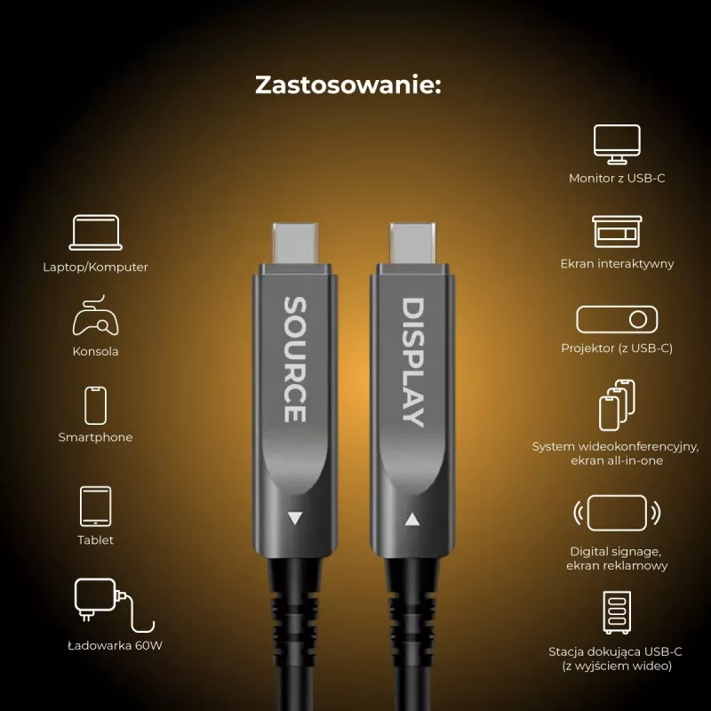 Cabo ótico ativo Claroc USB-C 4K@60Hz 10 m