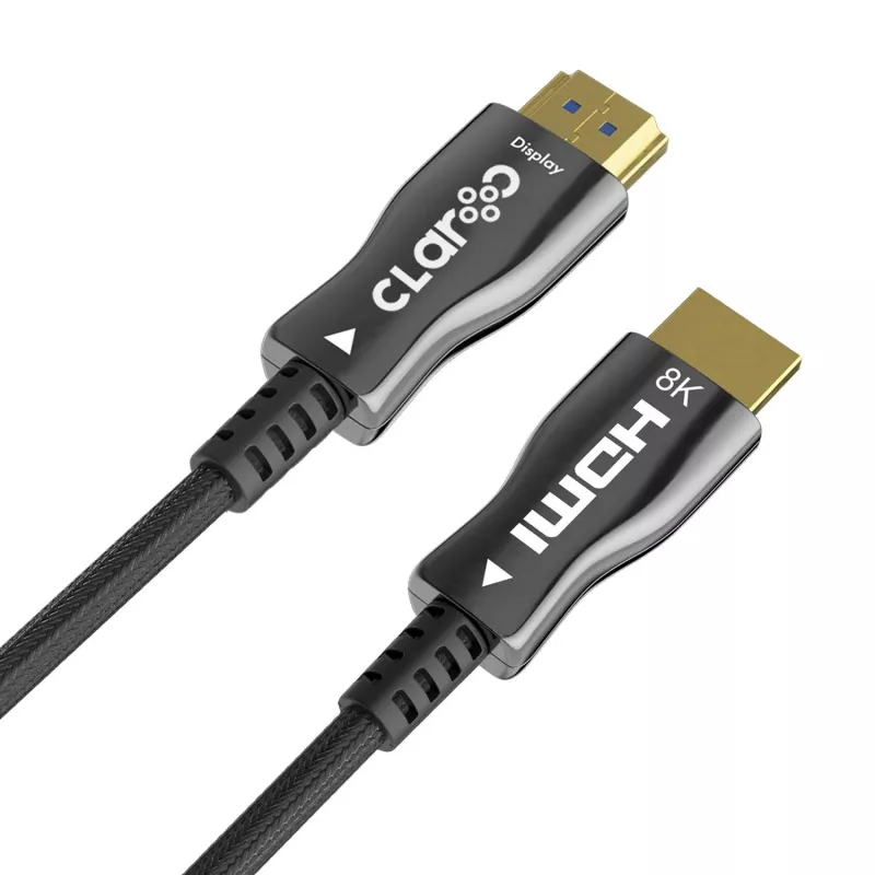 Cabo HDMI 2.1 ótico ativo Claroc PRO-HDMI-21-10M 10m (32.8ft) 8K@60Hz 4K@120Hz 48Gbps nylon entrançado
