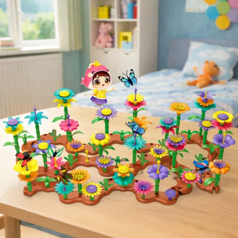 LEAN TOYS Conjunto de Blocos de Construção Flores Plantas de Jardim Criativas 3D 272 unid.