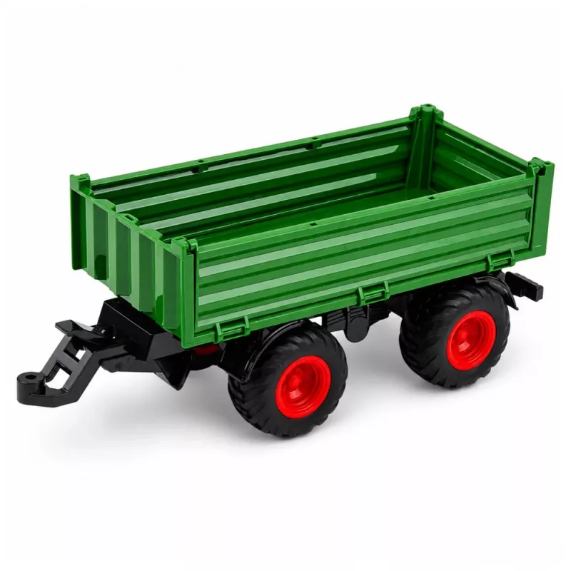 LEAN TOYS Trator Agrícola com Reboque Basculante, Rodas de Borracha, Verde, 1:24