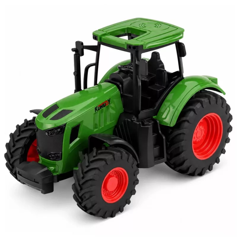 LEAN TOYS Trator Agrícola com Reboque Basculante, Rodas de Borracha, Verde, 1:24