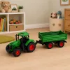 LEAN TOYS Trator Agrícola com Reboque Basculante, Rodas de Borracha, Verde, 1:24