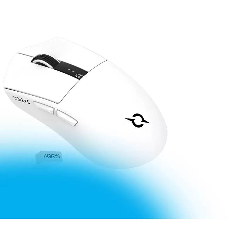 AQIRYS Zephyr rato gaming sem fios, 2,4 GHz + Bluetooth, 26000 DPI, branco