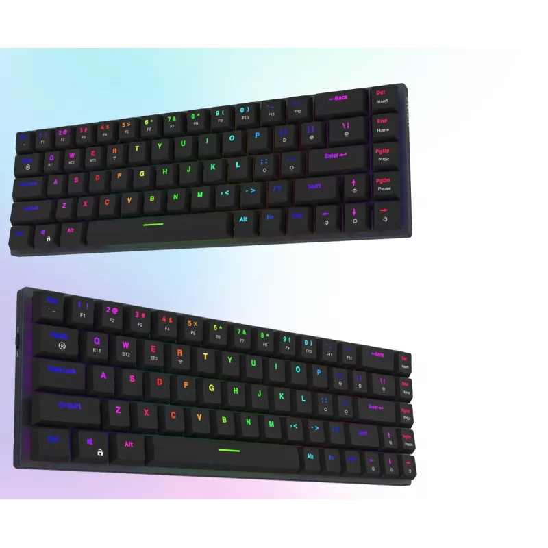 AQIRYS Agena 65% Teclado mecânico sem fios low-profile, switches Gateron Red, preto