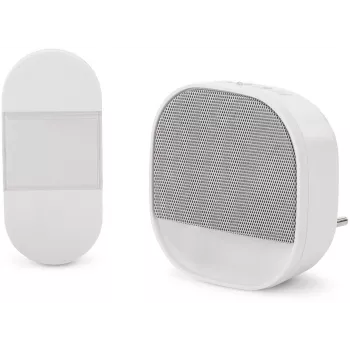 ENTAC EDB-AC-44-L-K Conjunto de Campainha sem Fios com Luz Noturna, Botão Cinético, Branco, Alcance 150m, 38 Melodias, IP44