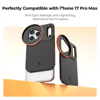 KF Protective Photography Case com suporte de objetiva de 58 mm para Apple iPhone 17 Pro Max - Preto
