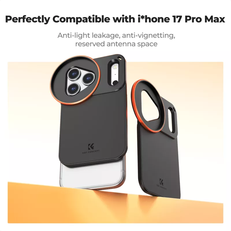 KF Protective Photography Case com suporte de objetiva de 58 mm para Apple iPhone 17 Pro Max - Preto