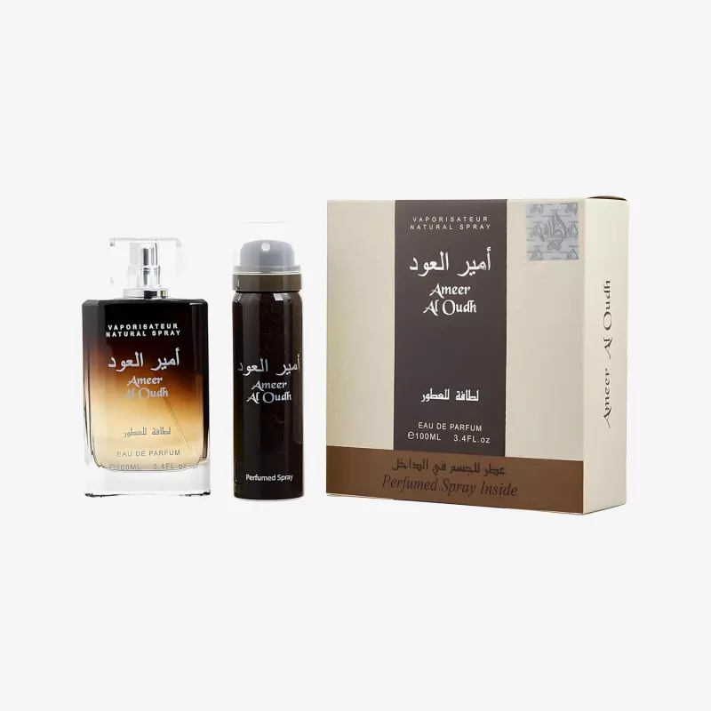 Lattafa Duo Ameer Al Oudh Eau de Parfum 100ml + Parfümspray 50ml Conjunto de presente