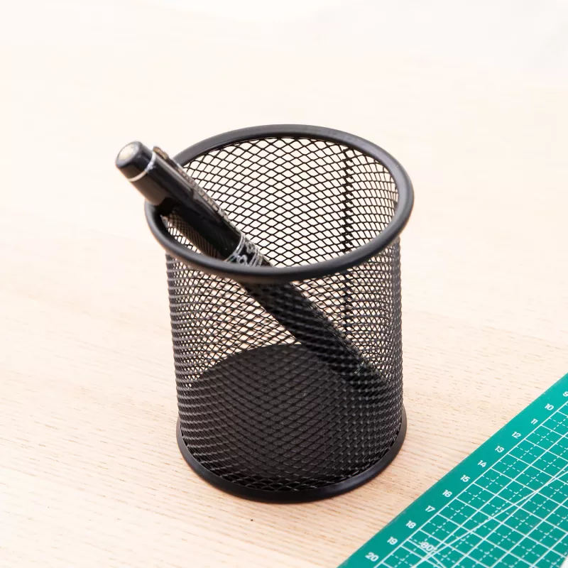 Deli Porta-Canetas Redondo em Rede 9,1x9,8x9,8 cm Preto