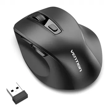 Vention KTMB0 rato ótico sem fios dual-mode 2.4GHz + Bluetooth 5.1, 6 botões, 800-2400 DPI, preto