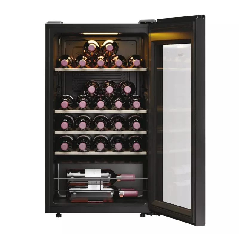 Haier HWS34GGH1 Wine Bank 50 Série 3 Garrafeira com compressor de instalação livre preto 34 garrafas
