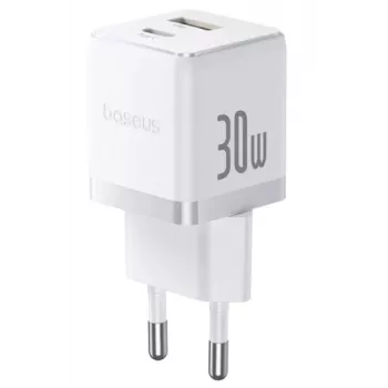 Carregador de parede Baseus Palm 30W USB-C USB-A Branco Ficha EU