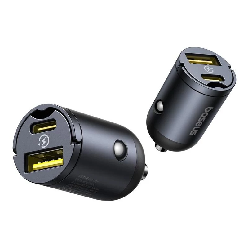 Carregador de parede Baseus Tiny Star 30W USB-A USB-C Preto