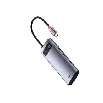 Hub USB-C Baseus Metal Gleam 7 em 1 HDMI 4K 60Hz 3x USB 3.0 USB-C PD SD microSD cinzento