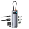 Hub USB-C Baseus Metal Gleam 7 em 1 HDMI 4K 60Hz 3x USB 3.0 USB-C PD SD microSD cinzento