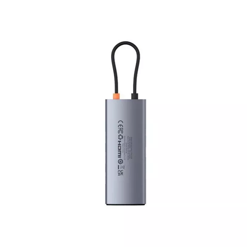 Hub USB-C Baseus Metal Gleam 7 em 1 HDMI 4K 60Hz 3x USB 3.0 USB-C PD SD microSD cinzento