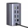 Hub USB-C Baseus Air Spacemate 12 em 1, 2x HDMI 4K@60Hz, 2x USB-C 10Gbps, 2x USB-A 5Gbps, 2x USB-A 480Mbps, RJ45, SD/microSD, USB-C PD, Cinzento