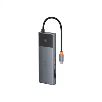 Hub USB-C Baseus Metal Gleam II 10 em 1 HDMI USB-A USB-C RJ45 SD/TF - Cinzento sideral