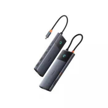 Hub USB-C Baseus Metal Gleam II 10 em 1 HDMI USB-A USB-C RJ45 SD/TF - Cinzento sideral