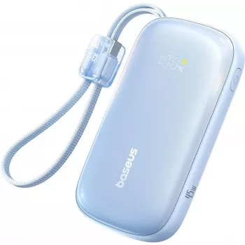 Baseus EnerFill FC21 Qpow 3 Ultra 10000 mAh 45W Power Bank com cabo USB-C/Lightning removível - azul