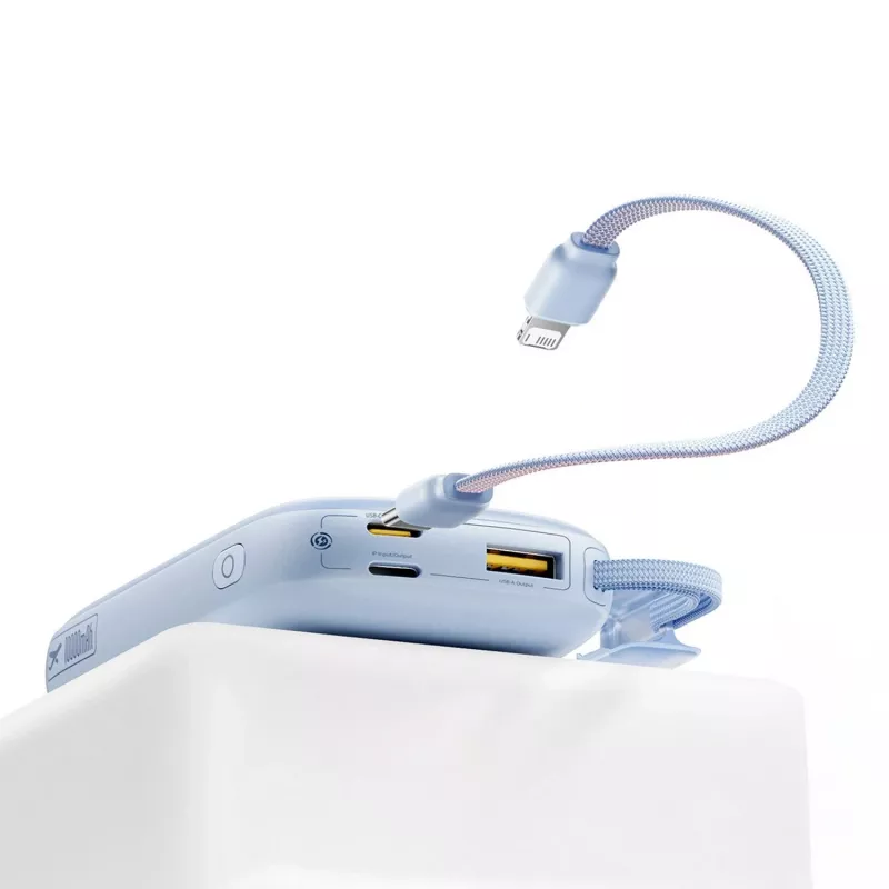 Baseus EnerFill FC21 Qpow 3 Ultra 10000 mAh 45W Power Bank com cabo USB-C/Lightning removível - azul